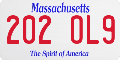 MA license plate 202OL9