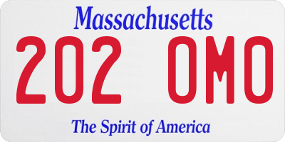 MA license plate 202OM0
