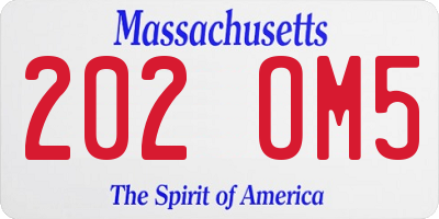 MA license plate 202OM5