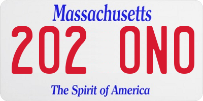 MA license plate 202ON0