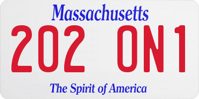 MA license plate 202ON1