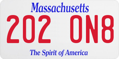 MA license plate 202ON8