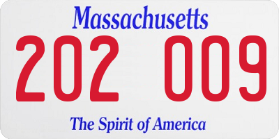 MA license plate 202OO9