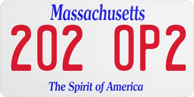 MA license plate 202OP2