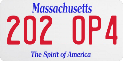 MA license plate 202OP4