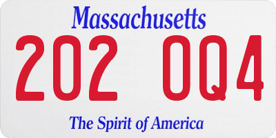 MA license plate 202OQ4