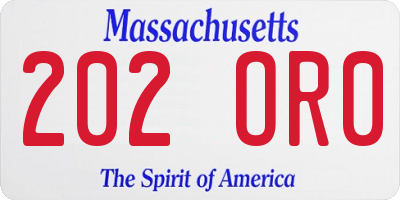 MA license plate 202OR0