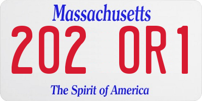 MA license plate 202OR1