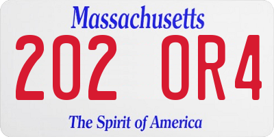 MA license plate 202OR4