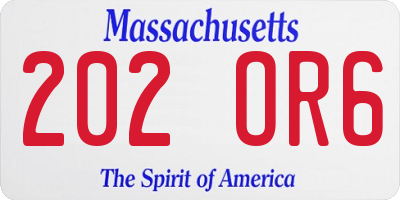 MA license plate 202OR6