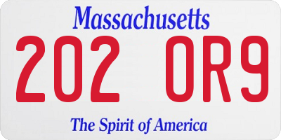 MA license plate 202OR9
