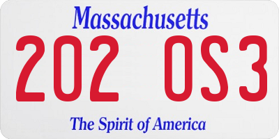 MA license plate 202OS3