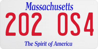 MA license plate 202OS4