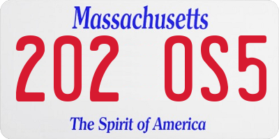 MA license plate 202OS5