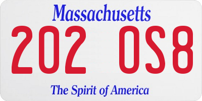 MA license plate 202OS8