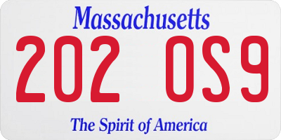 MA license plate 202OS9