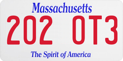 MA license plate 202OT3