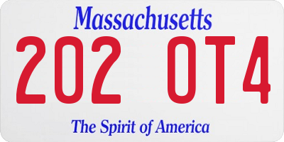MA license plate 202OT4