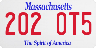 MA license plate 202OT5