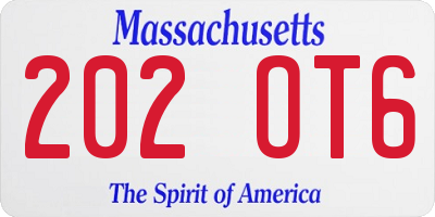 MA license plate 202OT6