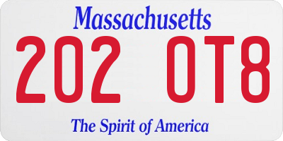 MA license plate 202OT8