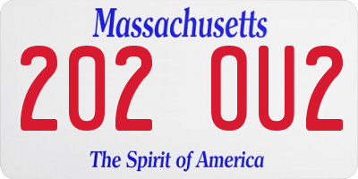 MA license plate 202OU2