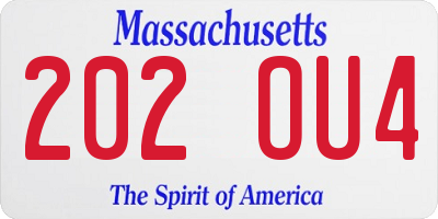 MA license plate 202OU4