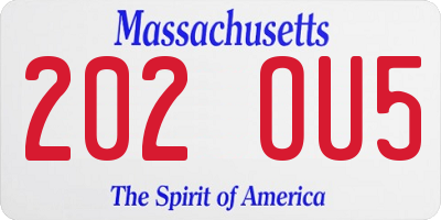 MA license plate 202OU5