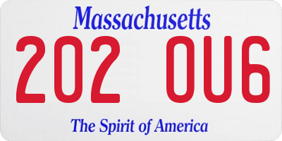 MA license plate 202OU6