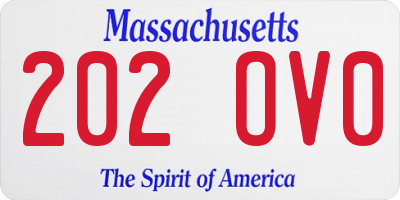 MA license plate 202OV0