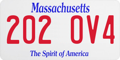 MA license plate 202OV4