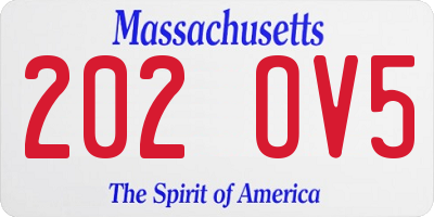 MA license plate 202OV5