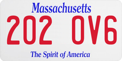MA license plate 202OV6
