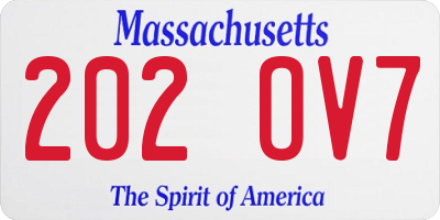 MA license plate 202OV7