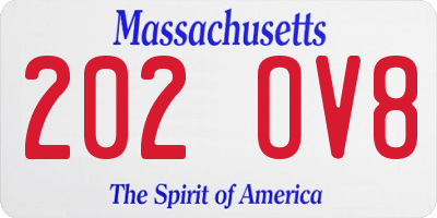 MA license plate 202OV8