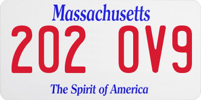 MA license plate 202OV9