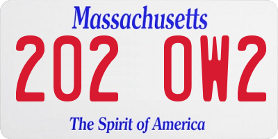 MA license plate 202OW2