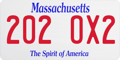 MA license plate 202OX2