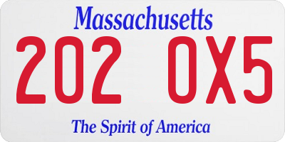 MA license plate 202OX5