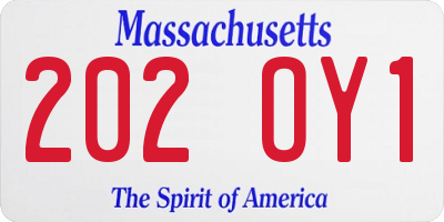 MA license plate 202OY1