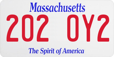 MA license plate 202OY2