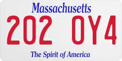 MA license plate 202OY4