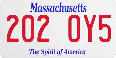 MA license plate 202OY5