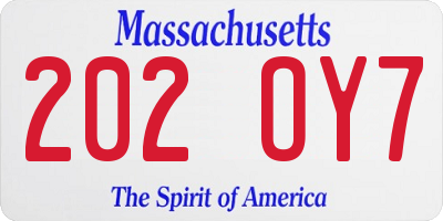 MA license plate 202OY7