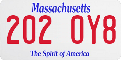 MA license plate 202OY8