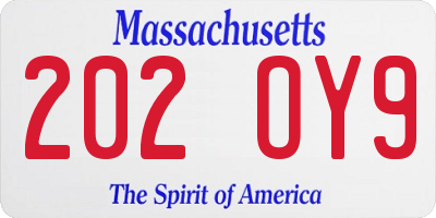 MA license plate 202OY9
