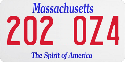 MA license plate 202OZ4