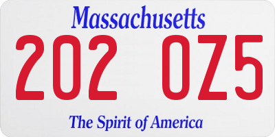 MA license plate 202OZ5