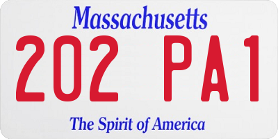 MA license plate 202PA1