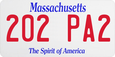 MA license plate 202PA2